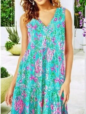 🐠 **Lilly Pulitzer Lorina Swing Dress – Amalfi Blue “Best Fishes” Print** 🐠